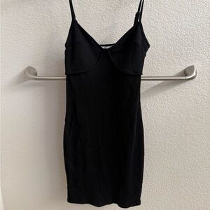 ASTR the Label Black Ribbed Bodycon Mini Dress - Size L